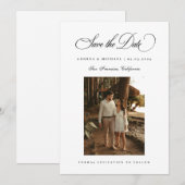 Save The Date Classic Script Minimal Photo 2026 Wedding (Devant / Derrière)