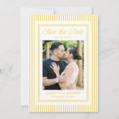 Save The Date Classic Yellow Stripes Photo Wedding (Devant)