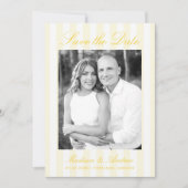 Save The Date Classic Yellow Stripes Photo Wedding (Devant)