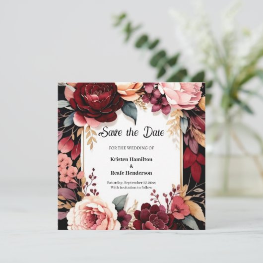 Save The Date Classique Chic Bourgogne (Debout devant)