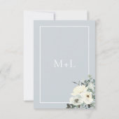 Save The Date Classique Elégant Bleu Dusty Floral (Dos)