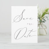 Save The Date Classique Elegant Calligraphie Mariage Photo (Debout devant)