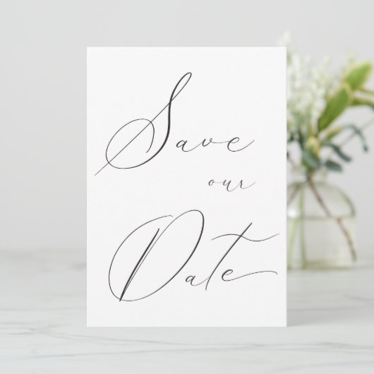 Save The Date Classique Elegant Calligraphie Mariage Photo (Debout devant)