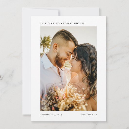 Save The Date Classique Elegant Calligraphie Mariage Photo (Dos)