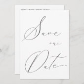 Save The Date Classique Elegant Calligraphie Mariage Photo (Devant / Derrière)