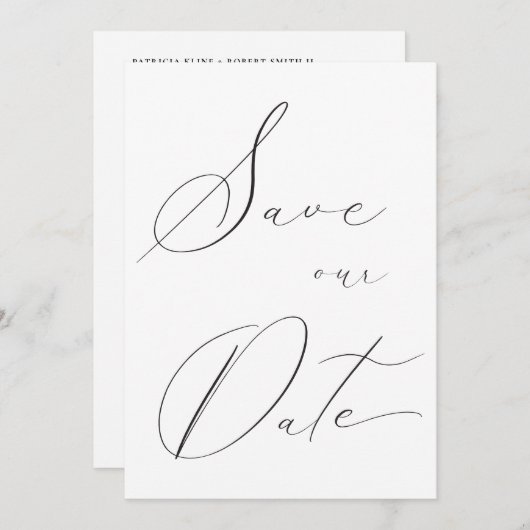 Save The Date Classique Elegant Calligraphie Mariage Photo (Devant / Derrière)