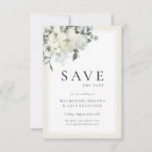 Save The Date Classique Elegant Ivoire Neutral Crème Florale (Devant)