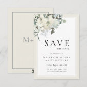 Save The Date Classique Elegant Ivoire Neutral Crème Florale (Devant / Derrière)