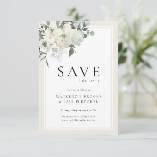 Save The Date Classique Elegant Ivoire Neutral Crème Florale