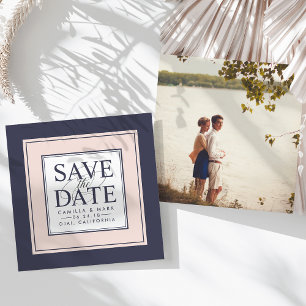 Save The Date Classique moderne Blush et Navy Enregistrer la d