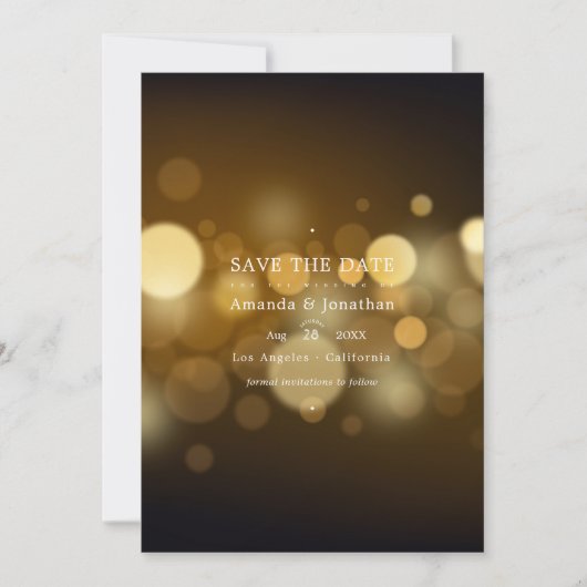 Save The Date Classique Moderne Bokeh Mariage Lumières Enregistr (Devant)