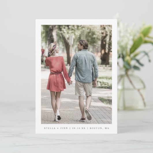 Save The Date Classique moderne deux photos Code QR (Debout devant)