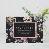Save The Date Classique moderne floral abstrait noir (Debout devant)