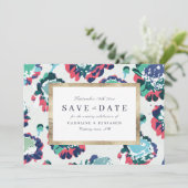 Save The Date Classique moderne floral abstrait vert or (Debout devant)