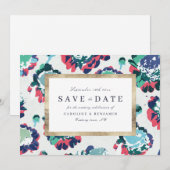 Save The Date Classique moderne floral abstrait vert or (Devant / Derrière)