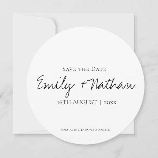 Save The Date Classique moderne Noir Blanc Mariage S (Devant)
