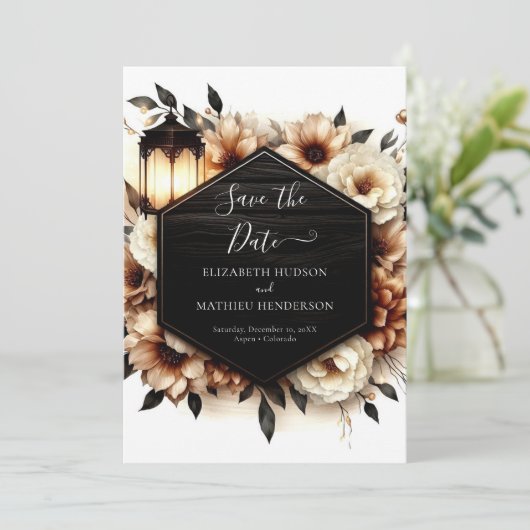 Save The Date Classique Nature Rustique Mariage (Debout devant)