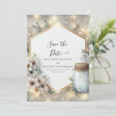 Save The Date Classique Romance Mason Jar Mariage (Debout devant)