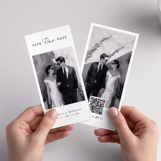 Save The Date Classique Signet de Code QR Photo Mariage