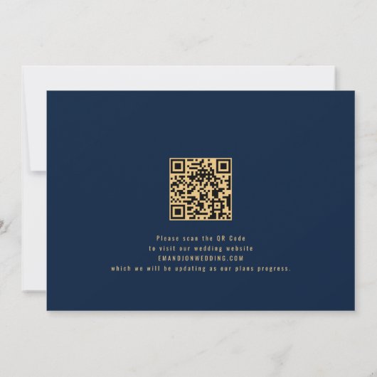 Save The Date Classy 2 Photos Gold Marine Mariage bleu (Dos)