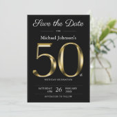 Save The Date Classy Black Gold 50e fête d'anniversaire (Debout devant)