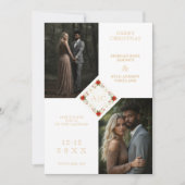 Save The Date Classy Christmas Wedding Floral Wreath 2-Photo (Devant)