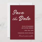 Save The Date Classy Deep Red Cream Fancy Chic Wedding (Devant)