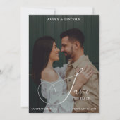 Save The Date Classy Elegant Black & White Photo Script Wedding (Devant)