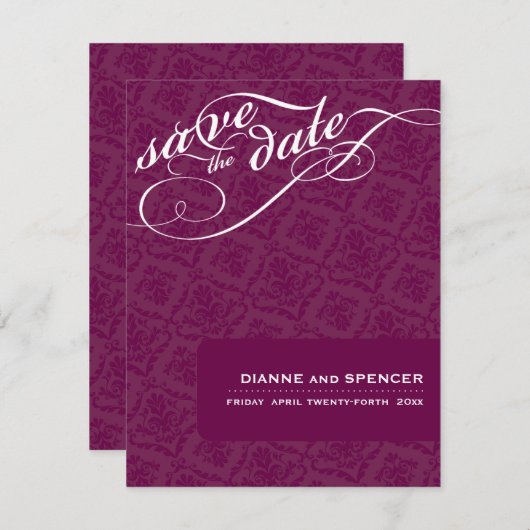 Save The Date CLASSY ENREGISTRER LA DATE :: texte chic 6A (Devant / Derrière)