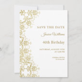 Save The Date Classy Gold Damask 40e anniversaire (Devant)