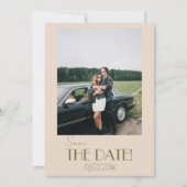 Save The Date Classy Olive Green Old Money Retro Photo Wedding (Devant)