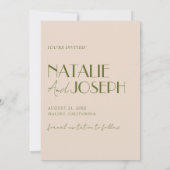 Save The Date Classy Olive Green Old Money Retro Photo Wedding (Dos)