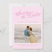 Save The Date Classy Pastel Rose Élégant Script Enregistrer La D (Devant)