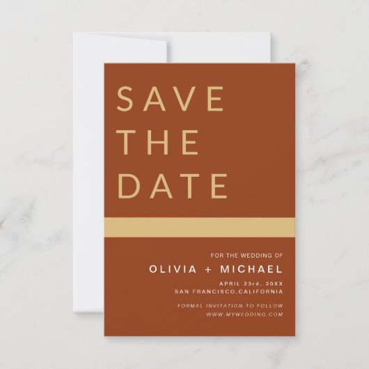 Save The Date Classy Terracotta Enregistrer la date Elegant Gold (Devant)