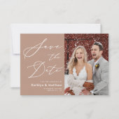 Save The Date Clay Élégant Script Photo moderne Simple Mariage (Devant)