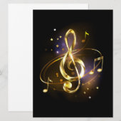 Save The Date Clé de Sol Musicale en Or (Devant / Derrière)