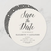 Save The Date Clé grecque classique Enregistrer la photo du scri (Devant / Derrière)