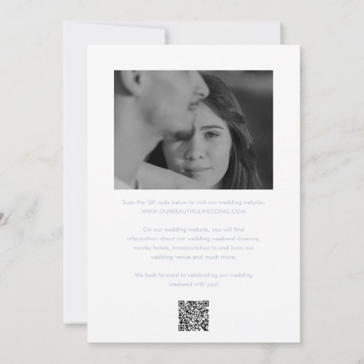 Save The Date Clean Dusty Blue QR Code Photo Mariage élégant (Dos)