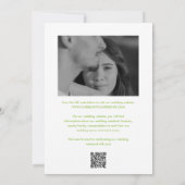 Save The Date Clean Lime Green QR Code Photo Mariage élégant (Dos)