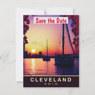Save The Date Cleveland, Ohio, Travel Postcard,