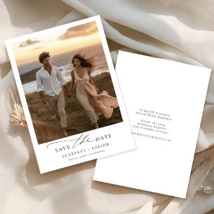 Save The Date Cliffside Beach Calligraphy Mariage Photo