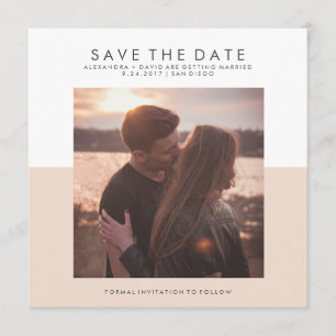 Save The Date Clou rose et blanc minimal Enregistrer la date P