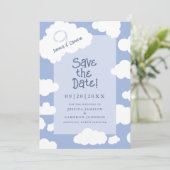 Save The Date Cloud Neuf 9 Cute Fun Whimsical Unique Mariage (Debout devant)