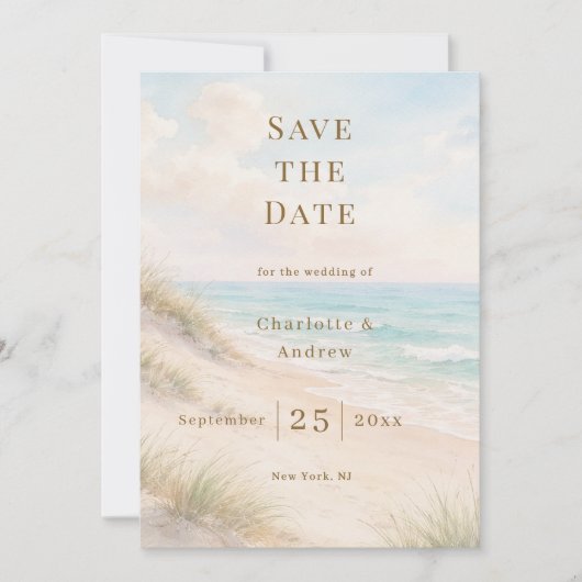Save The Date Coastal beach modern wedding (Devant)