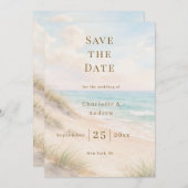 Save The Date Coastal beach modern wedding (Devant / Derrière)
