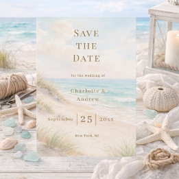 Save The Date Coastal beach modern wedding