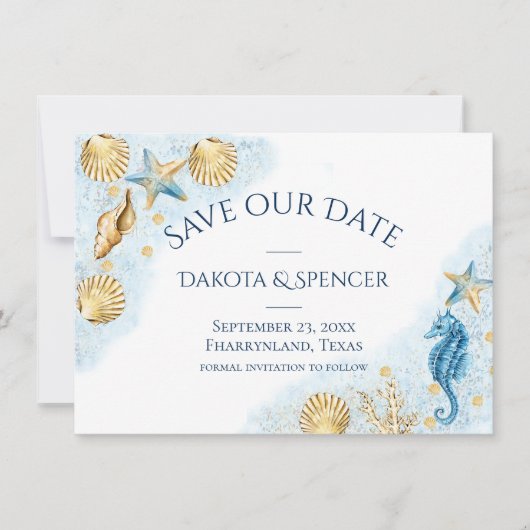 Save The Date Coastal Chic | Mariage nautique moderne (Devant)