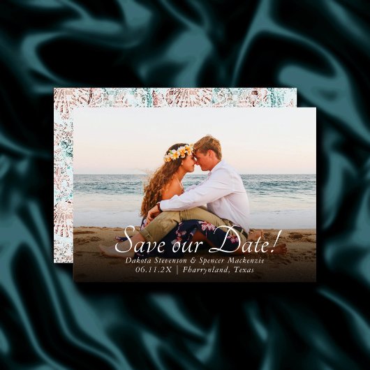 Save The Date Coastal Chic | Mariage photo Turquoise et Coral Re