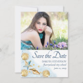 Save The Date Coastal Chic | Moderne Coral Reef Photo Graduation (Devant)