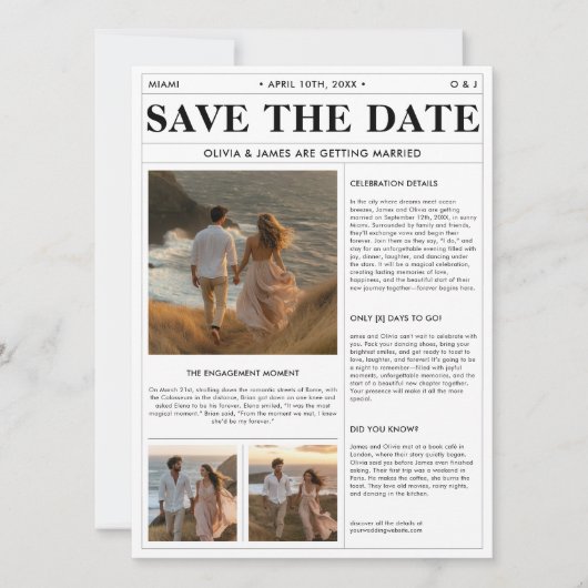 Save The Date Coastal Cliff Sunset 3 Mariage photo journal (Devant)